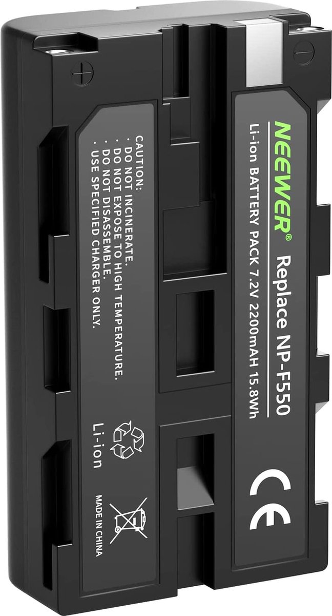 Neewer® - Vervangende Oplaadbare Batterij - NP-F550/570 2200mAh Batterij voor Neewer CN-160 CN-216 CN-126 Geschikt voor Sony Cybershot - D-Serie Digitale Camera DSR-200 Digital 8 DCR-TR7000 - DCR-TRV103 - DCR-TRV110 - DCR-TRV120