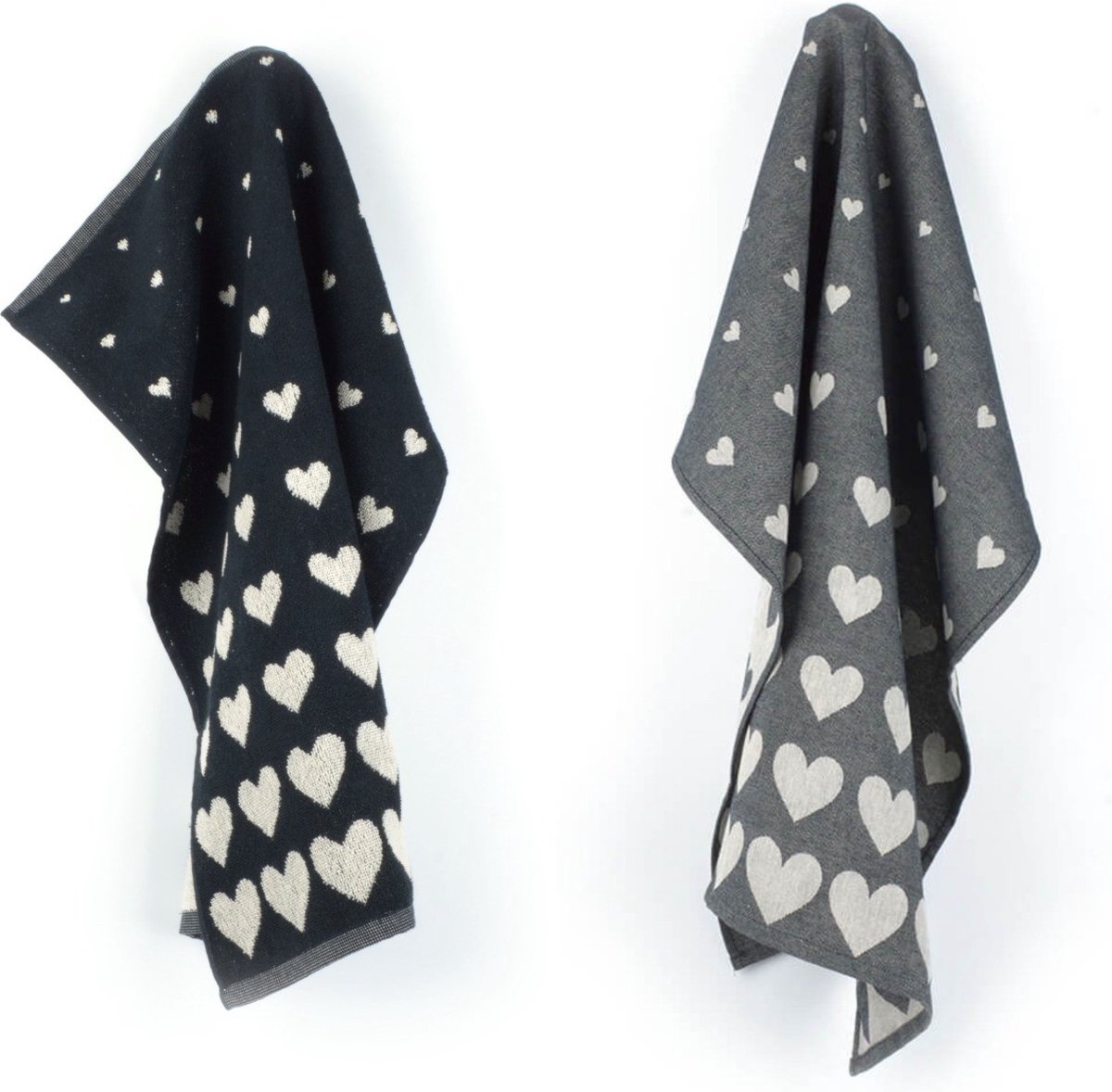 Bol.com Luxe Keukendoek en Theedoek Hart Zwart - Bunzlau Castle - 100% biologisch katoen - Keukendoek 60x53cm en Theedoek 65x65cm aanbieding