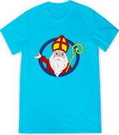 T Shirt Meisjes Jongens - Sinterklaas - Blauw - Maat 140