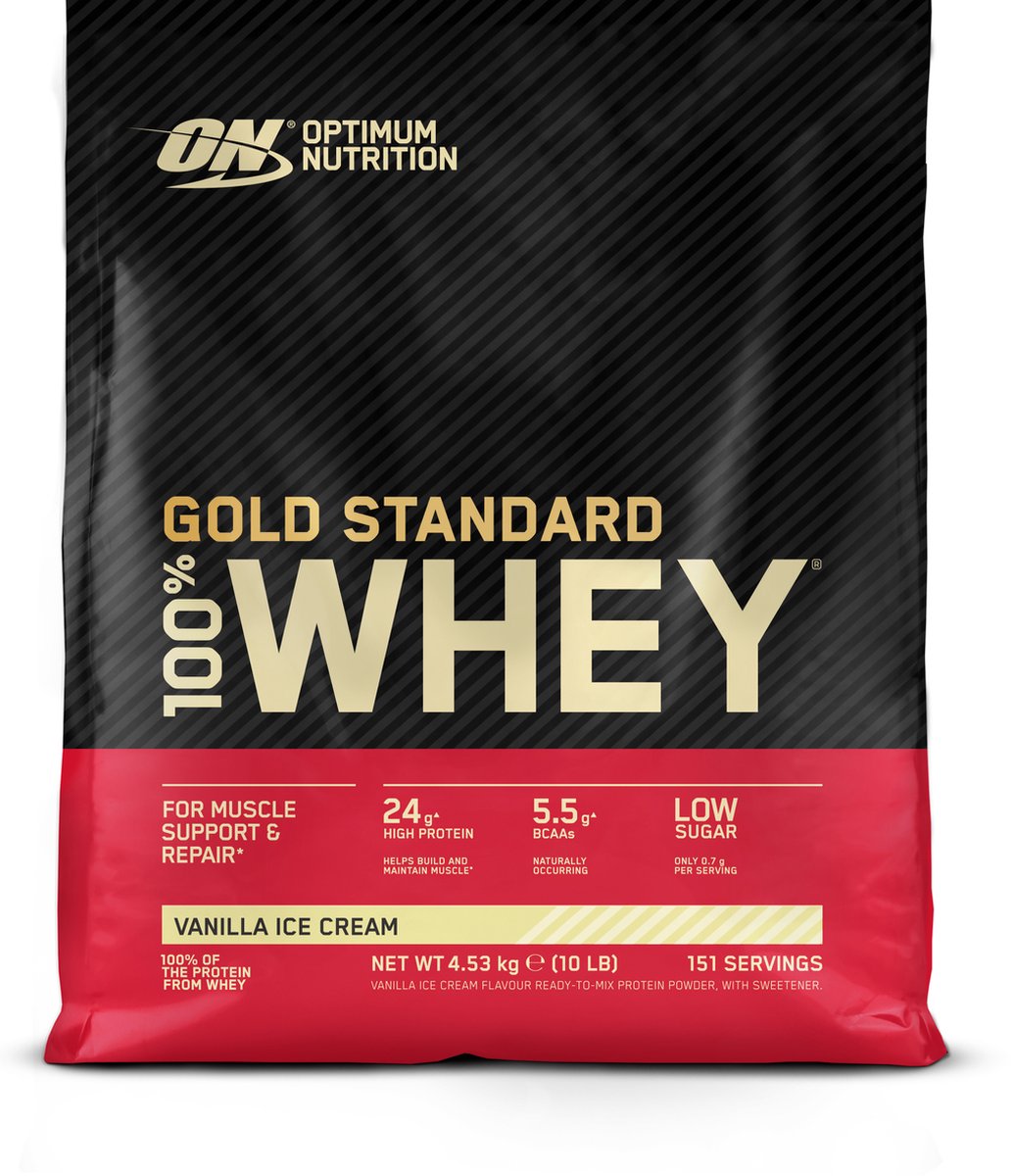 Goedkoopste Optimum Nutrition Gold Standard 100 Whey Protein - Vanilla Ice Cream - Proteine Poeder - Eiwitshake - 4530 gram (146 servings