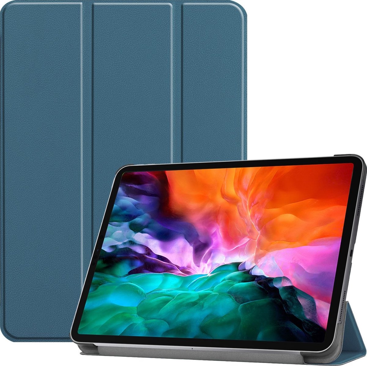 Mobigear Tablethoes geschikt voor Apple iPad Pro 12.9 Inch (2022) Hoes | Mobigear Tri-Fold Bookcase - Groen