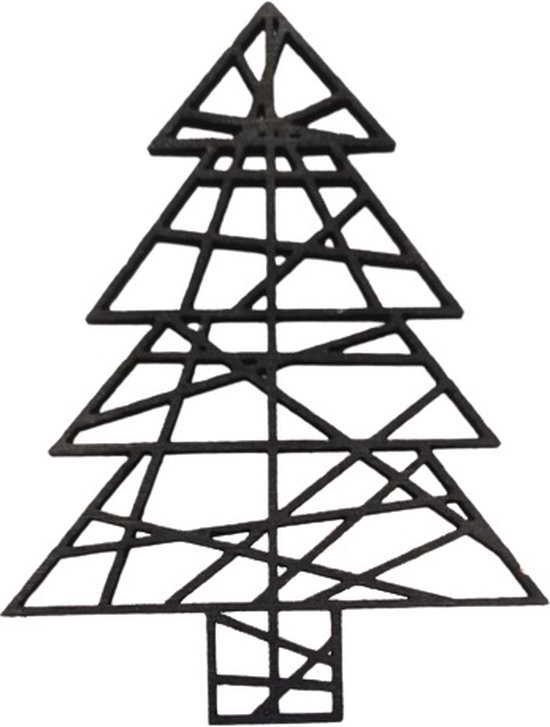LBM - geometrische kerstboom - wand decoratie - hout - zwart - 40 cm