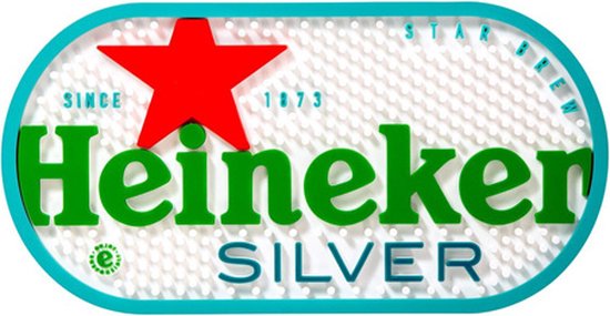 Heineken - Tapis de Bar Argent (23cm x 16.5cm) - 4 pièces | bol