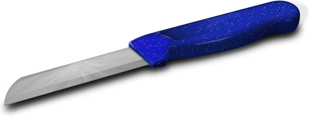 Solingen Schilmesje Robuust Handvat – RVS Glad – 18,5 cm met Blade Cover – Blauw Glitter