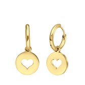 Lucardi Dames Goldplated oorbellen met open hart - Oorbellen - Cadeau - Moederdag - Staal - Goudkleurig