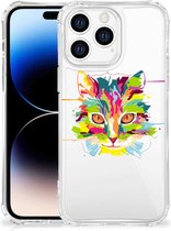 Silicone Case Apple iPhone 14 Pro Max Smartphone hoesje met doorzichtige rand Cat Color