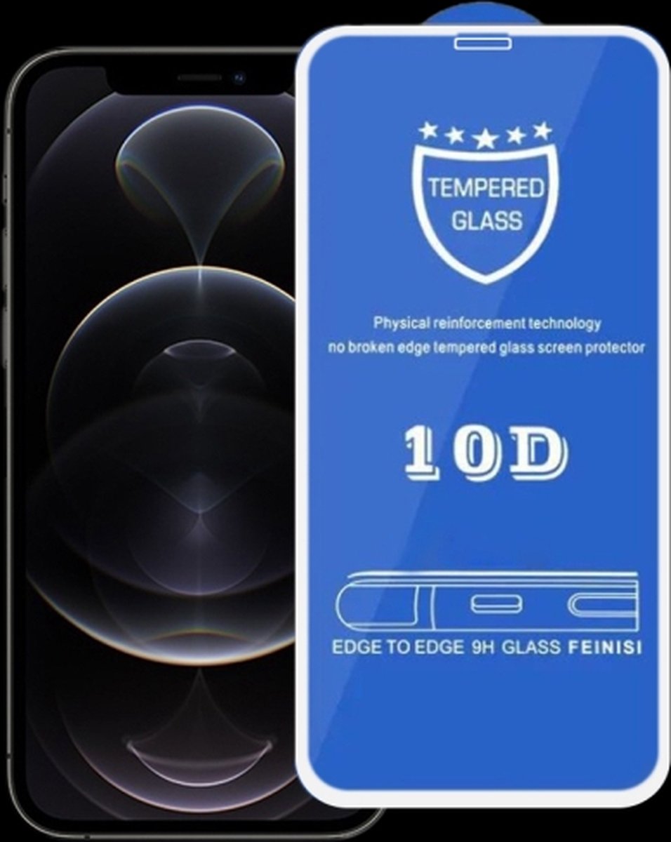 9H 10D volledig scherm gehard glas displayfolie voor iPhone 12/12 Pro (wit) - Merkloos