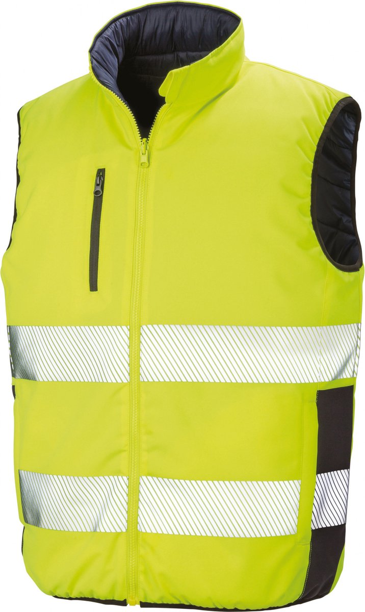 R332X - Reversible soft padded safety gilet Fluorescent Yellow/ navy Small