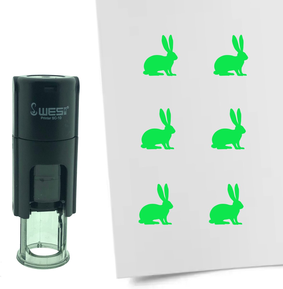 CombiCraft Stempel Konijn 10mm rond - blauwe inkt