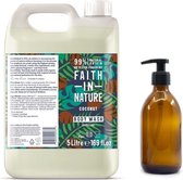 FAITH IN NATURE - Body Wash Coconut Refill 5 Liter - nu met GRATIS glaze refill fles 500ml