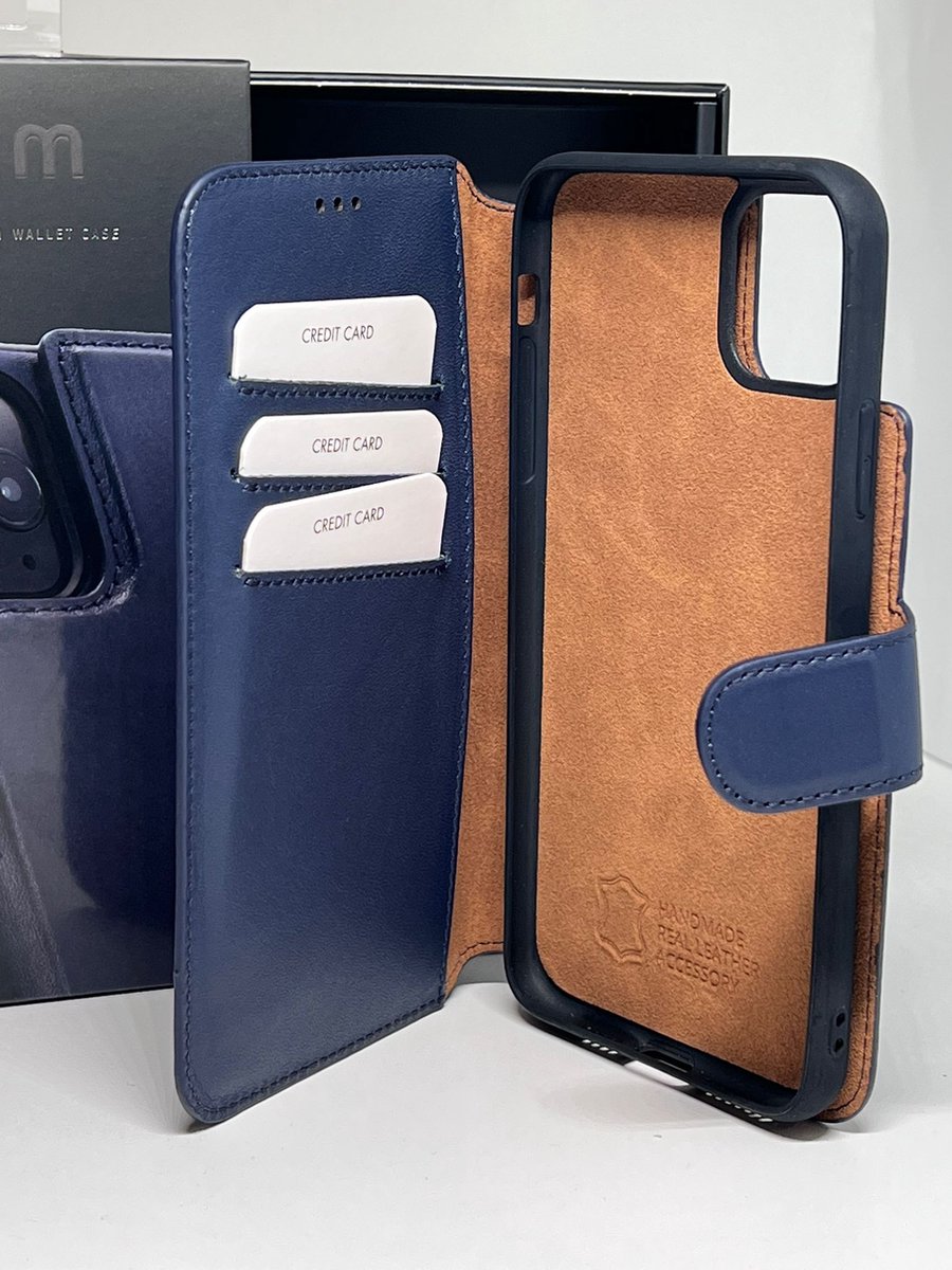 Minim 2 in 1 Wallet Case Premium Leather Dark Blue for Apple iPhone 11 Pro Max