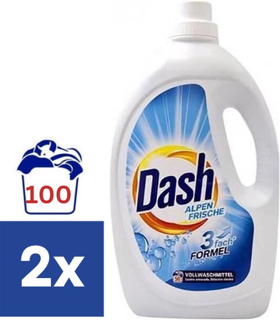 Dash - Détergent liquide - Alpine Fresh - 2 x 2, 75 L (100 lavages)