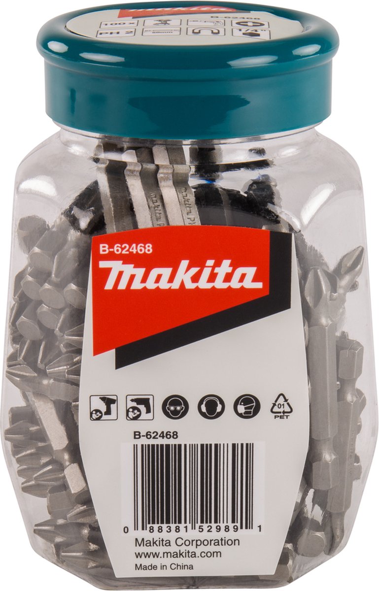 Makita Schroefbit PH2X50mm In Pot 100 Stuks - B-62468