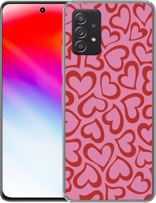 Coque Samsung Galaxy A33 5G - Une illustration de fond d'écran avec des coeurs rouges - Coque de téléphone en Siliconen