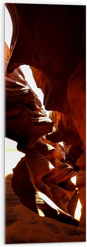 WallClassics - Acrylglas - Gang in Ravijn van Antelope Canyon - 30x90 cm Foto op Acrylglas (Wanddecoratie op Acrylaat)
