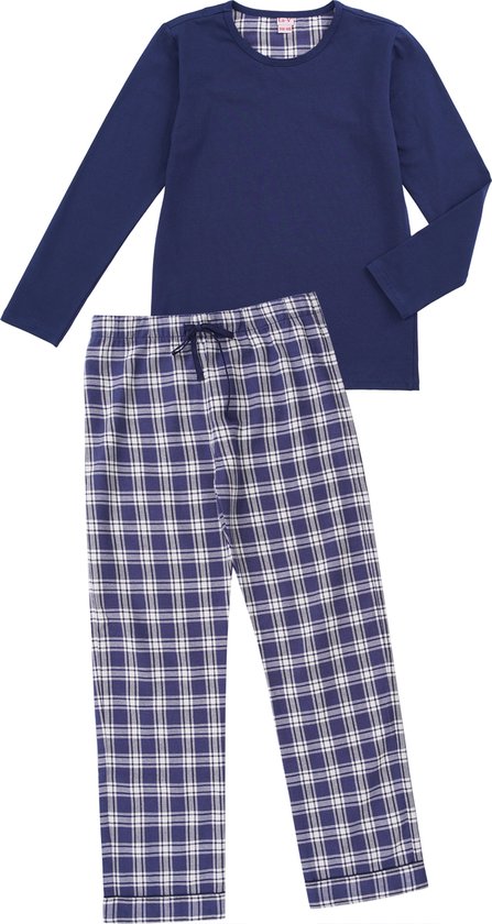 La-V pyjama sets voor jongens met geruite flanel broek Navy 152-158 | bol