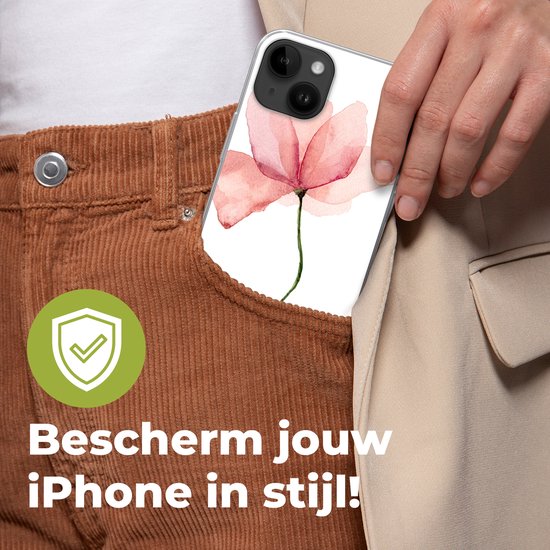 Apple iPhone 14 Plus - Coque souple - Fleurs - Aquarelle - Rose - Coque de téléphone en Siliconen