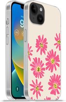Geschikt voorApple Iphone 14 Plus - Soft case hoesje - Bloemen - Patroon - Minimalisme - Siliconen Telefoonhoesje