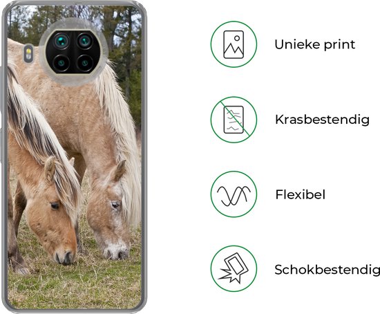 Xiaomi Mi 10T Lite 5G - Deux chevaux du fjord broutant dans un champ d'herbe - Coque en Siliconen pour téléphone