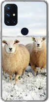 Geschikt voor OnePlus Nord N10 5G hoesje - Groep nieuwsgierige schapen - Siliconen Telefoonhoesje