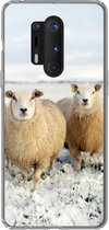 Geschikt voor OnePlus 8 Pro hoesje - Groep nieuwsgierige schapen - Siliconen Telefoonhoesje