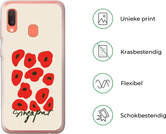 Coque Samsung Galaxy A20e - Fleurs - Coquelicot - Motifs - Siliconen