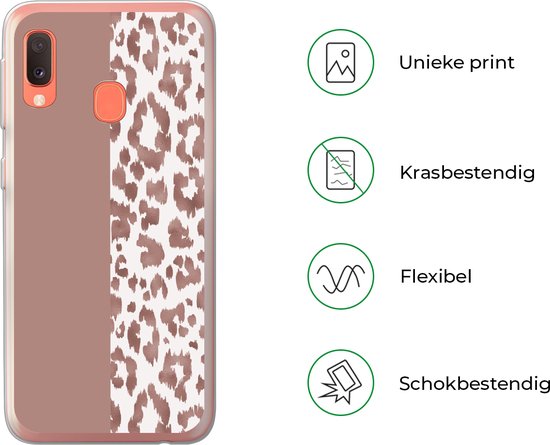 Coque Samsung Galaxy A20e - Animal Print - Rose - Animaux - Coque de téléphone en Siliconen