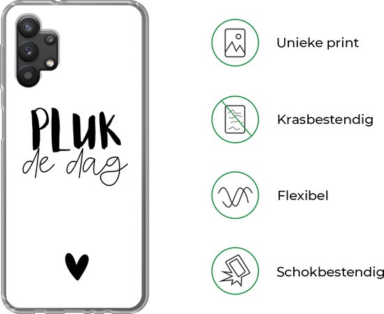 Coque Samsung Galaxy A32 5G - Citations - Saisir le jour - Zwart - Wit - Siliconen