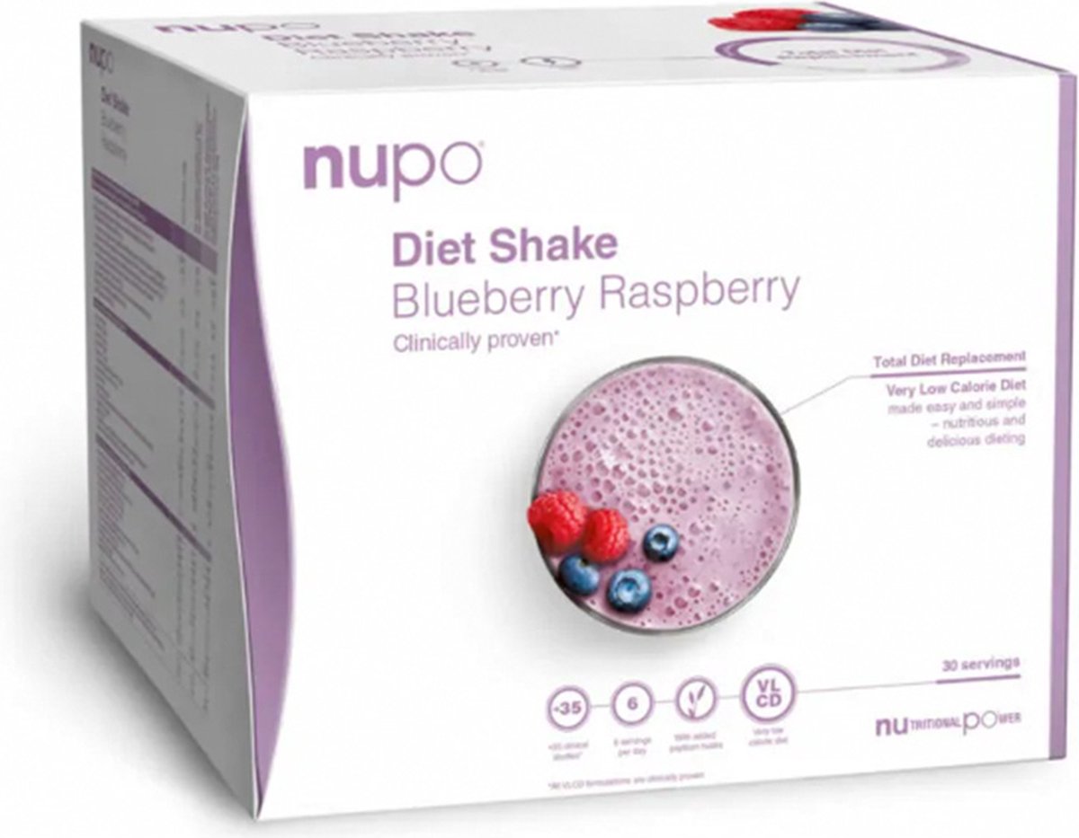 Nupo | Dieet Shake | Blueberry Raspberry | Value Pack | 30 x 32 gram | Snel afvallen zonder poespas!