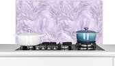 Spatscherm keuken 100x50 cm - Kookplaat achterwand Marmer - Zilver - Luxe - Patroon - Muurbeschermer - Spatwand fornuis - Hoogwaardig aluminium
