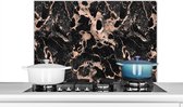 Spatscherm keuken 90x60 cm - Kookplaat achterwand Marmer - Rose - Patronen - Chic - Muurbeschermer - Spatwand fornuis - Hoogwaardig aluminium