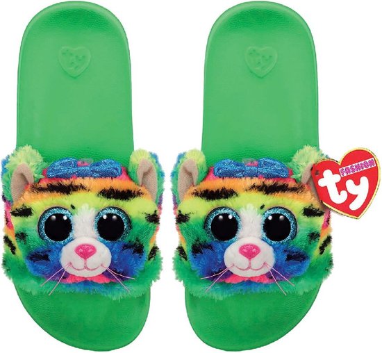 Ty - Fashion - badslippers maat L 36-38 Groene - regenboog - Tijger - Slippers - teenslets - flipflops - schoenen - shoes - kinderbadslippers - zomerschoenen - meisjesschoenen - meisjesbadslippers