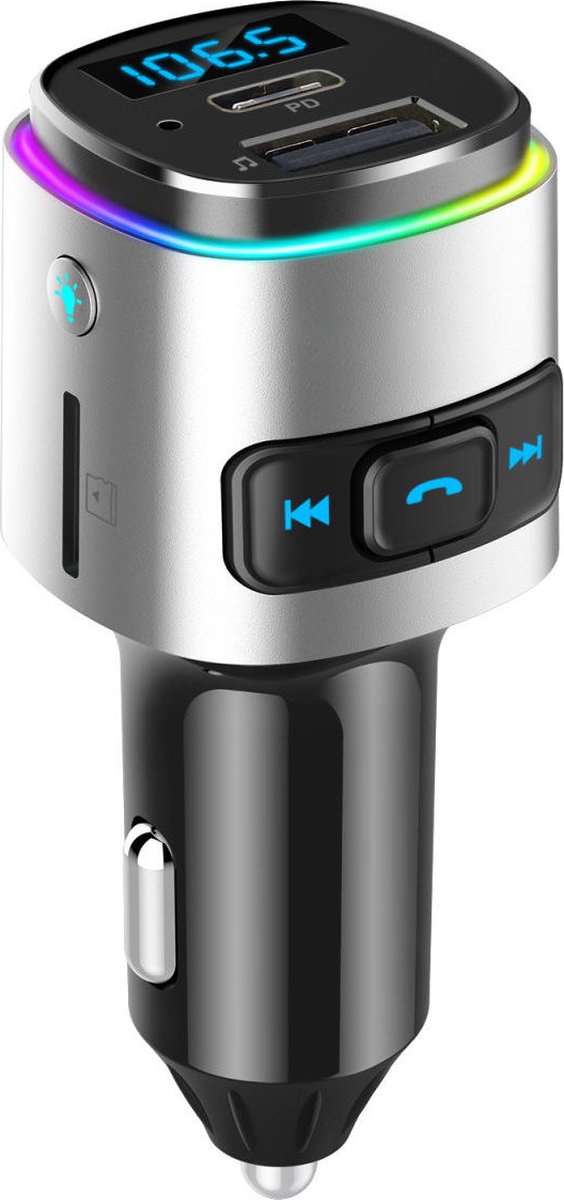 Bluetooth Transmitter FM Receiver Ontvanger - Autoradio - Autolader Carkit 2x USB - Zilver - Cadeautje