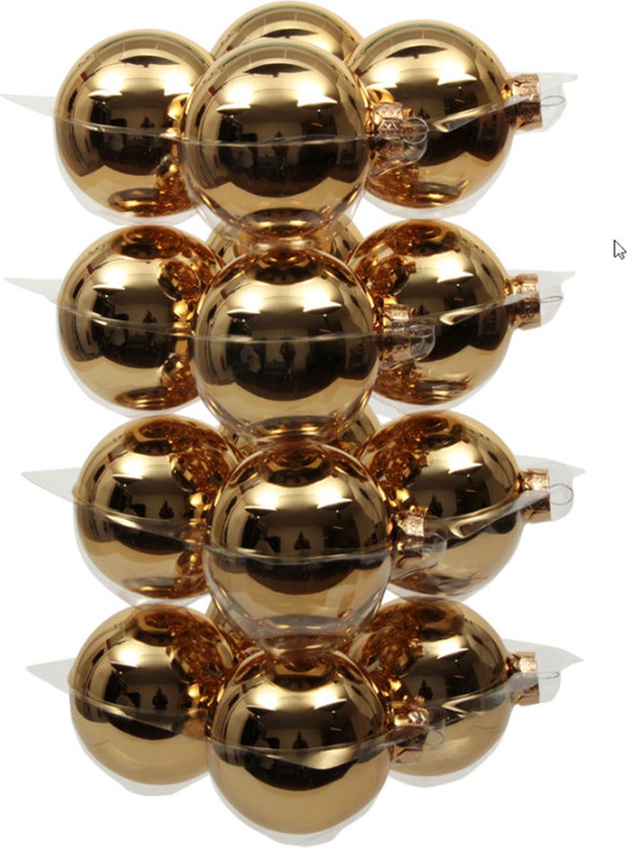 Othmar Decorations Kerstballen - 16ST - goudkleurig - glas - glans - 8 cm