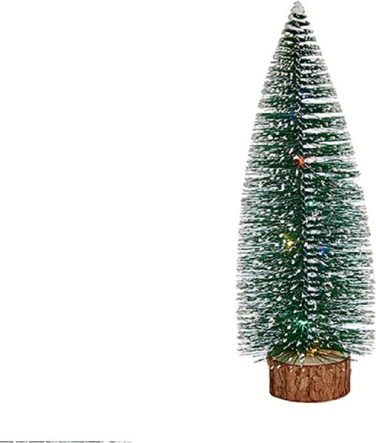 Krist+ Mini decoratie kerstboompje - met licht - H30 cm - groen - kunststof