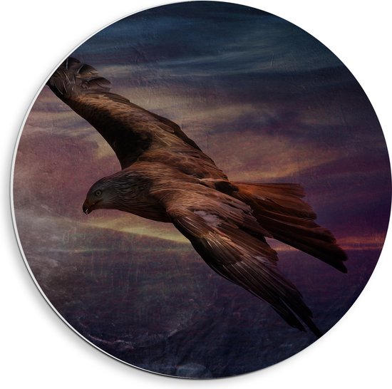 WallClassics - PVC Schuimplaat Muurcirkel - Golden Eagle Vliegend - 40x40 cm Foto op Muurcirkel (met ophangsysteem)