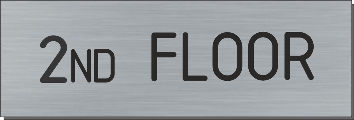 Doorsign - doorplate - deurbord - 2nd floor - rectangle - stainless steel look - 5 x 15 cm