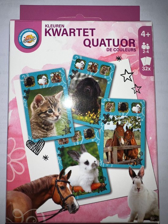 Afbeelding van het spel kwartet - kwartet voor kinderen -Dieren - spelkaarten - kaarten - kaartspellen - kwartetten - spel - voor kinderen - vanaf 4 jaar