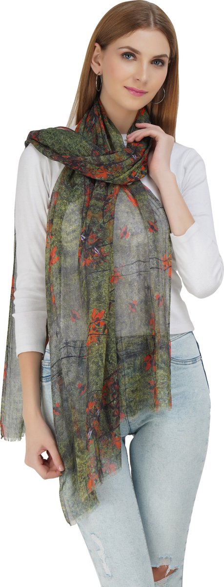 Sjaal dames, handgemaakt fairtrade zijde sjaal met digitale print