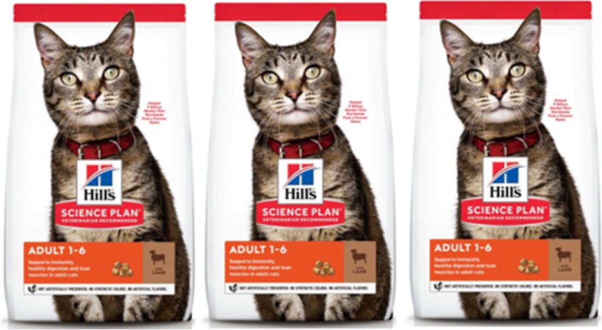 Hill's Kattenvoer - Feline Adult Lam - 3x 1.5kg