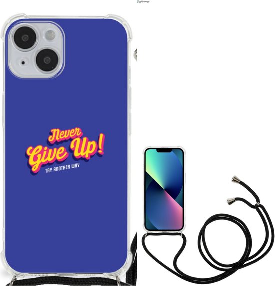 Smartphone hoesje Geschikt voor iPhone 14 TPU Silicone Hoesje met transparante rand Never Give Up