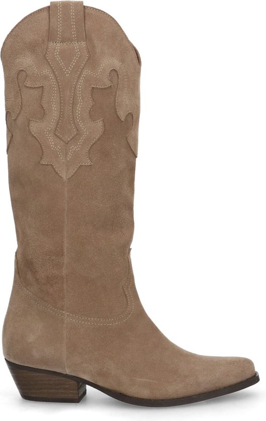Manfield - Dames - Bruine suède cowboylaarzen - Maat 38 | bol.com