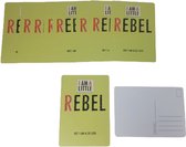 Postkaart met ''I am a little rebel, but i am also cute'' - Geel / Rood / Zwart - Karton / Papier - 15 x 21 cm - Set van 10 - Ansichtkaart - Kaart - post
