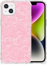 Smartphone hoesje Geschikt voor iPhone 14 Stevige Telefoonhoesje met transparante rand Witte Bloemen