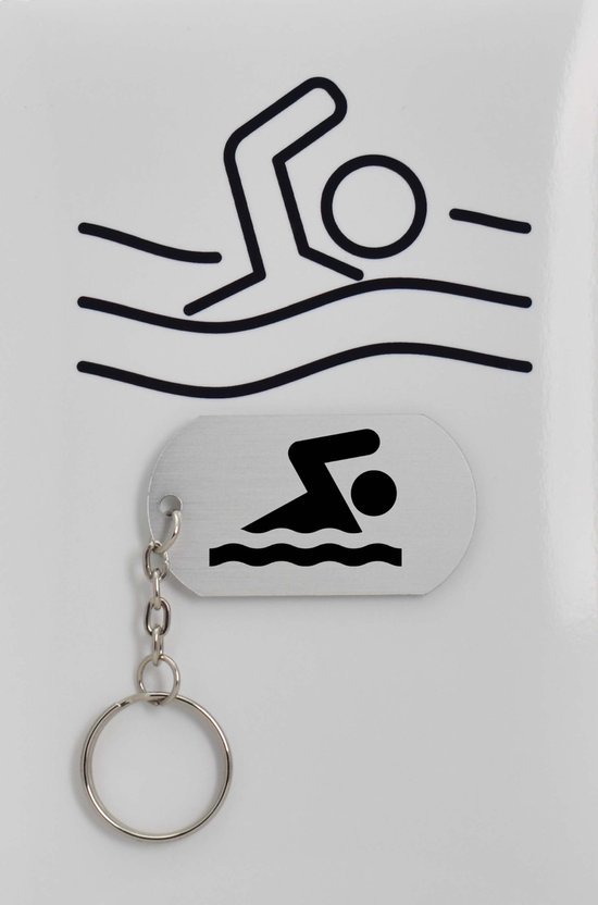 Zwemmen sleutelhanger inclusief kaart - sport cadeau - sporten - Leuk kado voor je sporter om te geven - 2.9 x 5.4CM