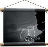 WallClassics - Affiche Textile - Foudre sur la Côte - Zwart / Wit - 40x30 cm Photo sur Textile