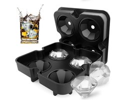 Siliconen Ijsklontjes Diamanten Vorm - Ijsbal Maker Met Deksel - Ijsklontjes maken- 4 vormen - Whiskey Ice Cube Ballen