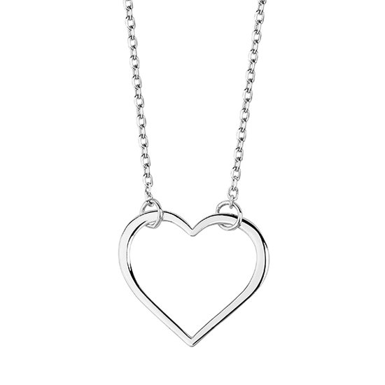 Joy|S - Zilveren puro amore hartje ketting - met hartje 15 mm - gehodineerd