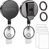 BOTC Porte-clés rétractable avec clip - Set de 2 - Porte-clés avec cordon - sur pantalon - Clés avec Riem de recul - Zwart