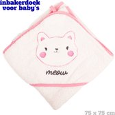 LCW Cat miauw Gedetailleerde Baby handdoek voor babymeisje, Badstof inbakerdoek voor baby's 75x75 cm